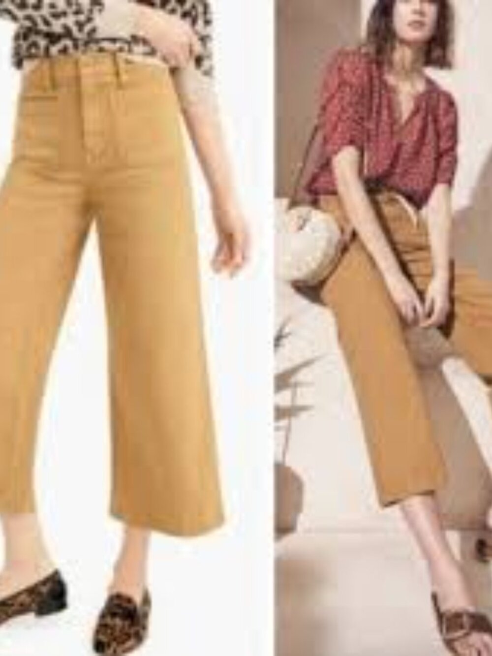 J. Crew Point Sur Wide Leg Crop Mustard Cotton Pants Sz 29